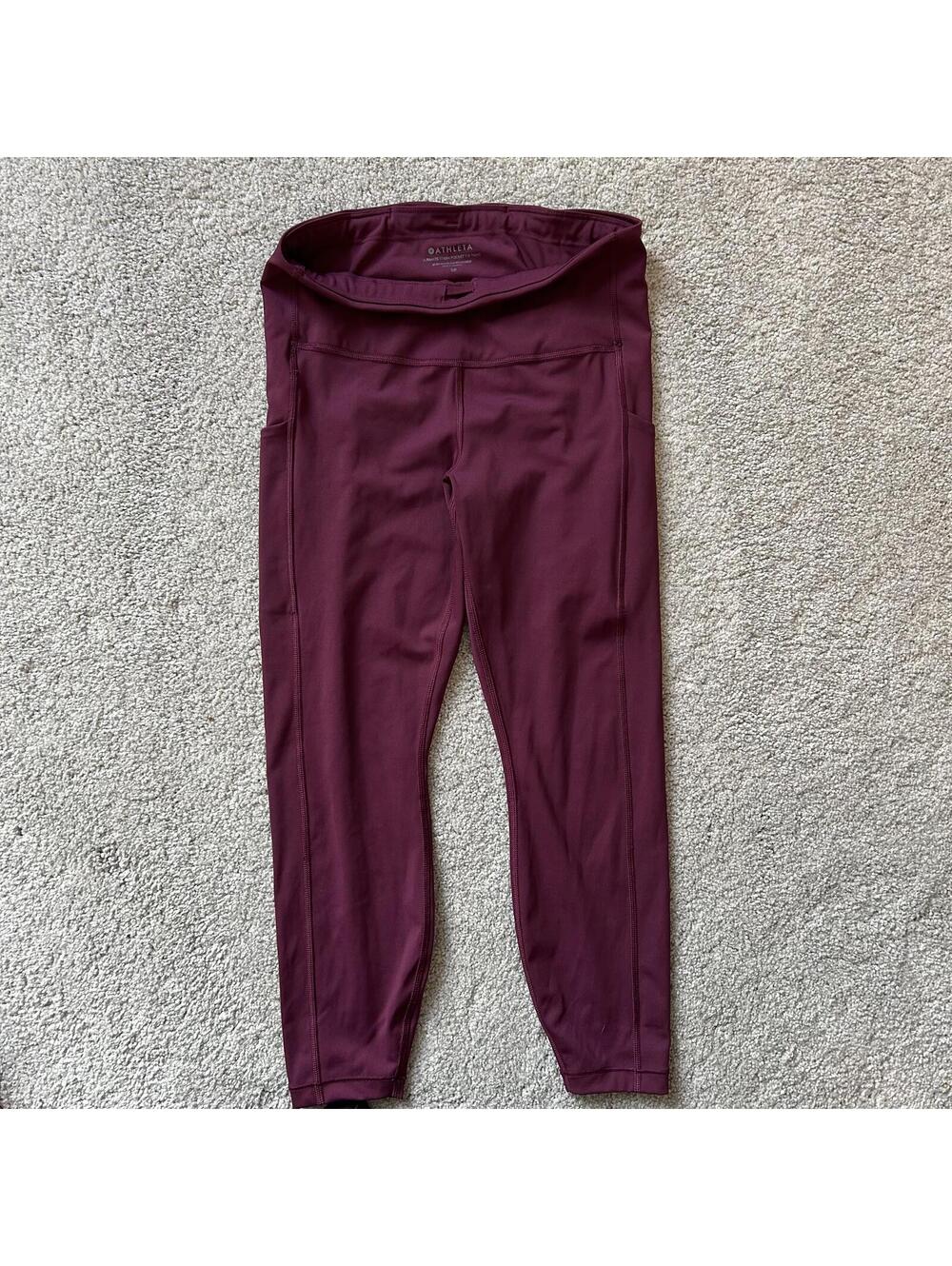 Athleta Women’s size S Ultimate Stash Pocket 7/8 Tight Capri Plum Burgundy